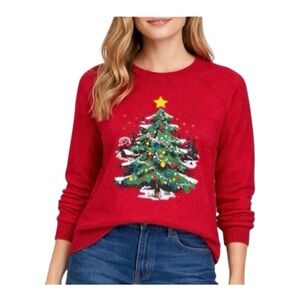 Sable Sky Women’s Red Christmas Light Up Tree Crewneck Sweater Size XXL